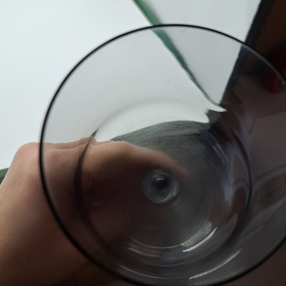 Serenity Gray Smoke Glass Wine Goblet With Clear Stemware - Picture 7 of 11